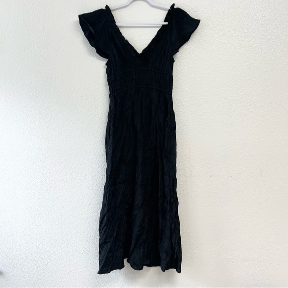 J. Crew Palermo Midi Dress in Viscose-blend Crinkle in Black Size XS NWT - Picture 9 of 13